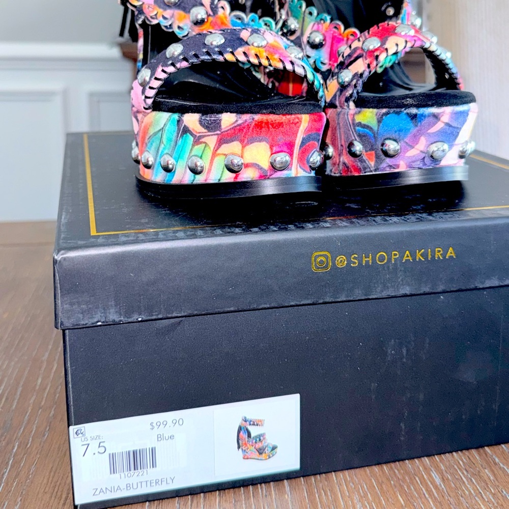AKIRA Multicolor Studded Ankle-Strap Sandals - Picture 5 of 6